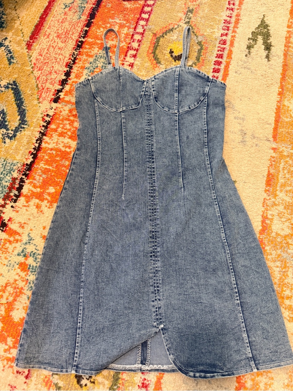 Vintage Y2K Denim Bustier Corset Mini Dress Blue Size 4-6 - Picture 2 of 10